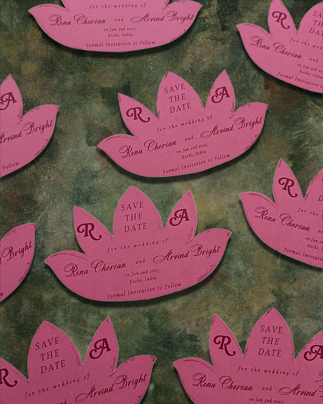 Elegant custom wedding invitation suite with floral design