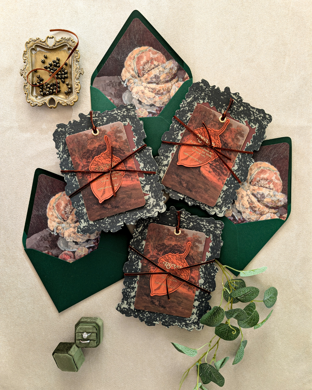 Luxury wedding stationery with botanical motifs